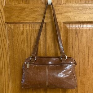 Kim Rogers Cognac Brown Faux Leather Shoulder Bag Multi Pocket Hobo